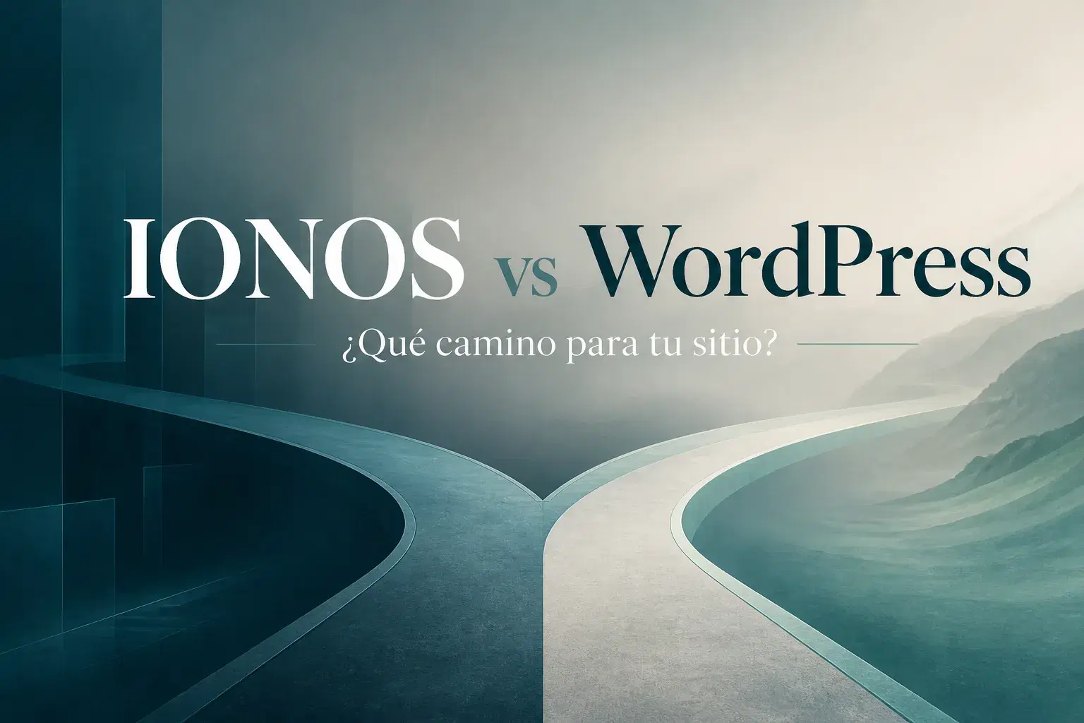 Ilustración de portada abstracta para una comparación IONOS vs WordPress