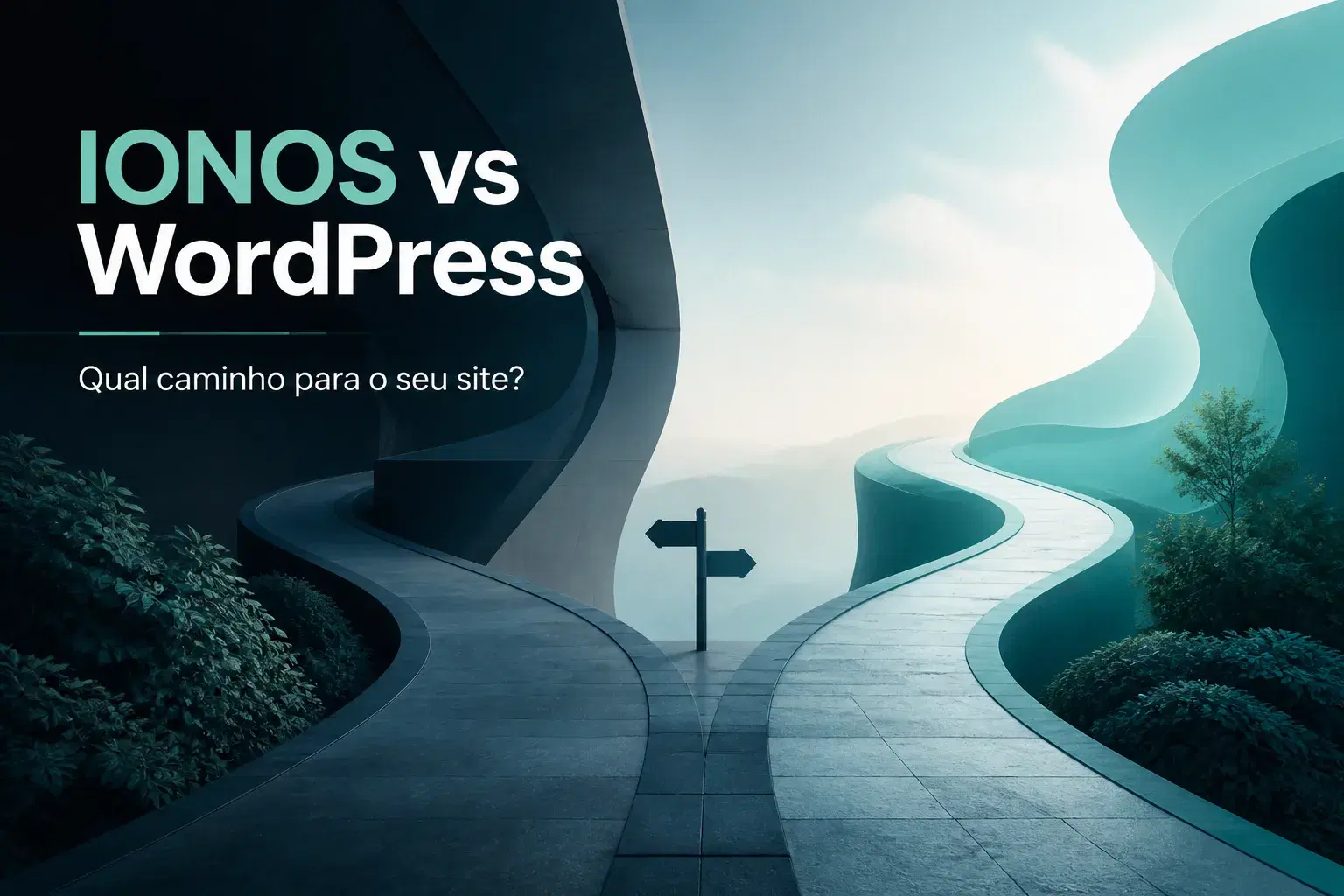 Ilustração de capa abstrata para uma comparação IONOS vs WordPress
